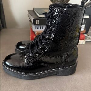 SCHUTZ Black Patent Leather Women's Combat Boots Size 8